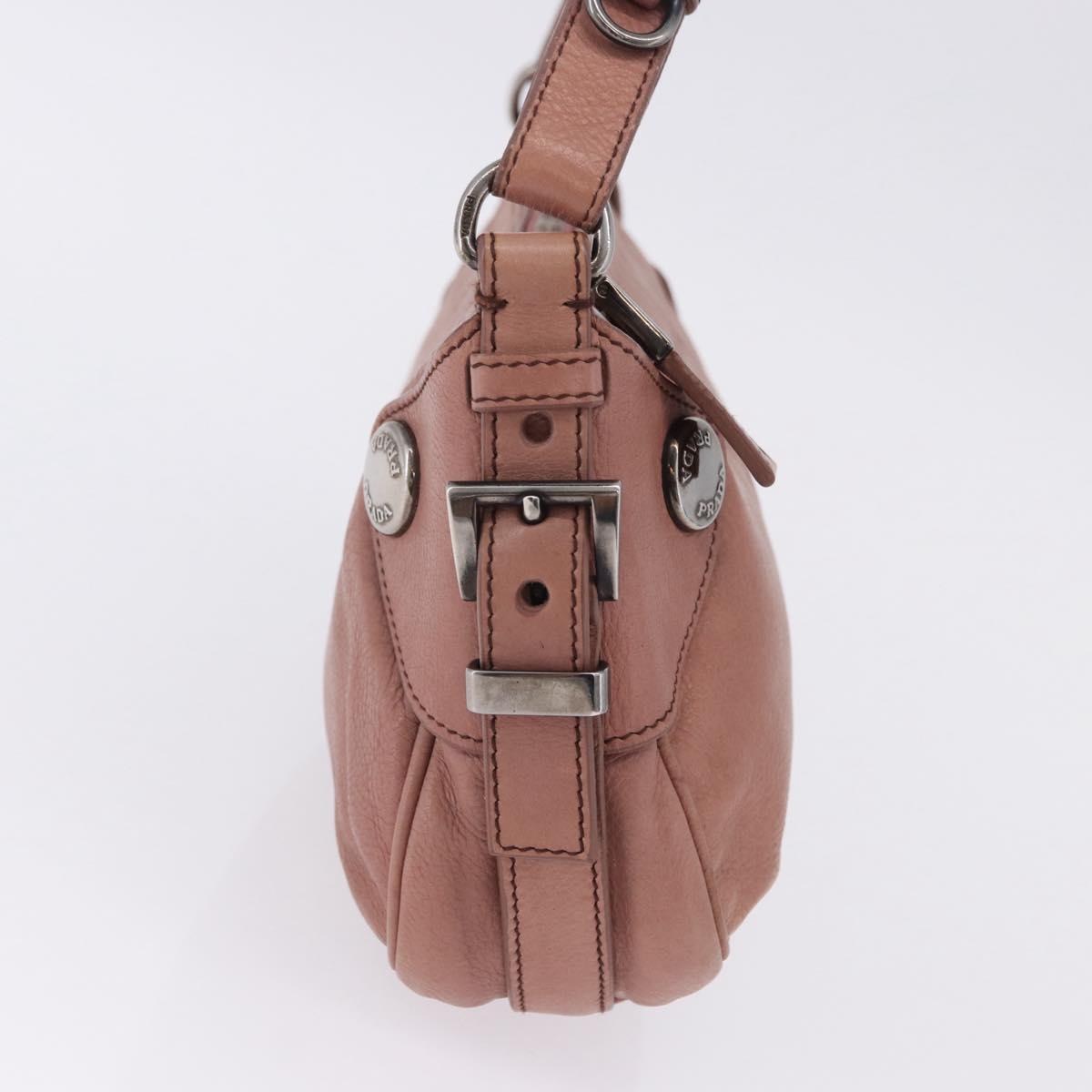 PRADA Shoulder Bag Leather Pink Silver Auth 200523