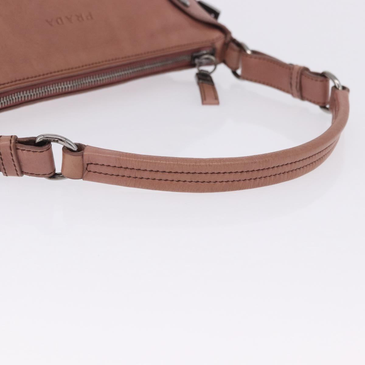 PRADA Shoulder Bag Leather Pink Silver Auth 200523