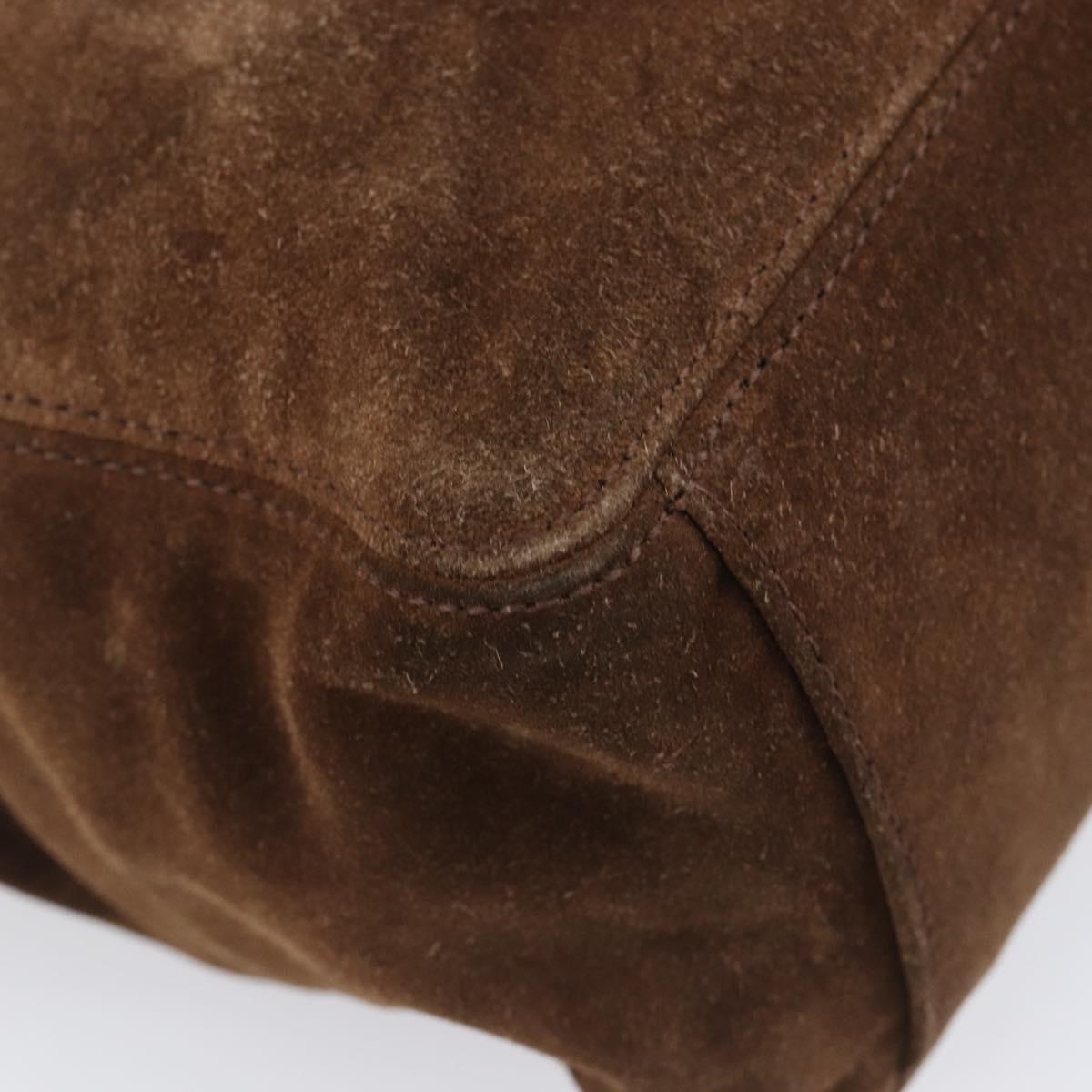 CHANEL Chain Tote Bag Suede Brown CC Auth 200525
