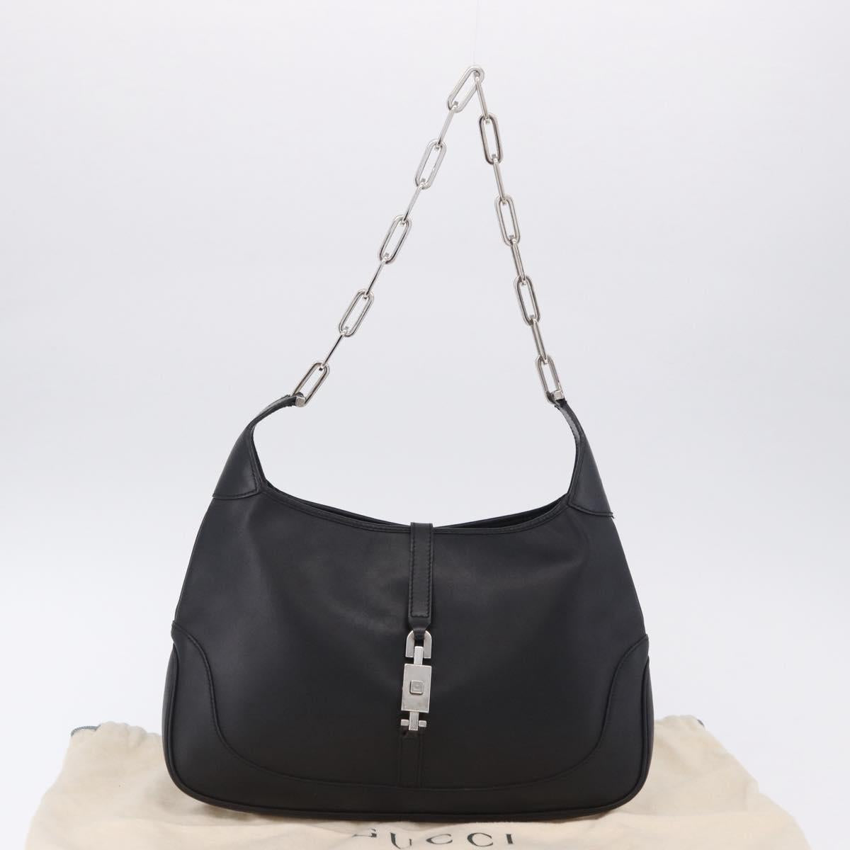 GUCCI Jackie Chain Shoulder Bag Leather Black Silver 001 4015 Auth 200526V