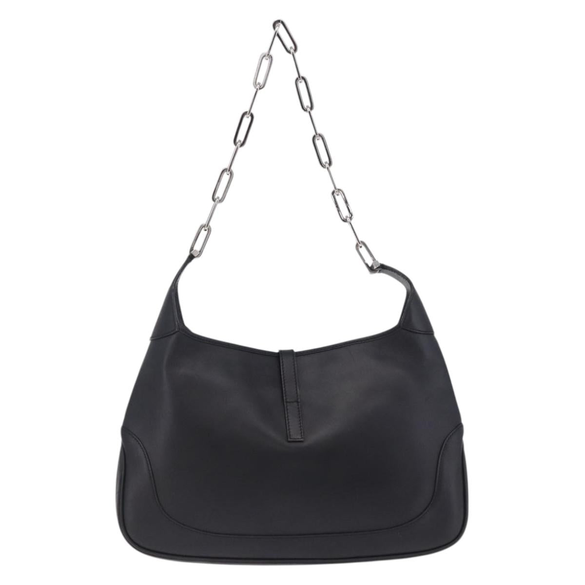 GUCCI Jackie Chain Shoulder Bag Leather Black Silver 001 4015 Auth 200526V