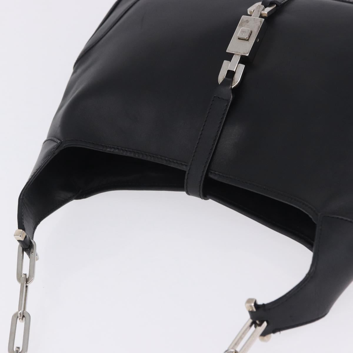 GUCCI Jackie Chain Shoulder Bag Leather Black Silver 001 4015 Auth 200526V