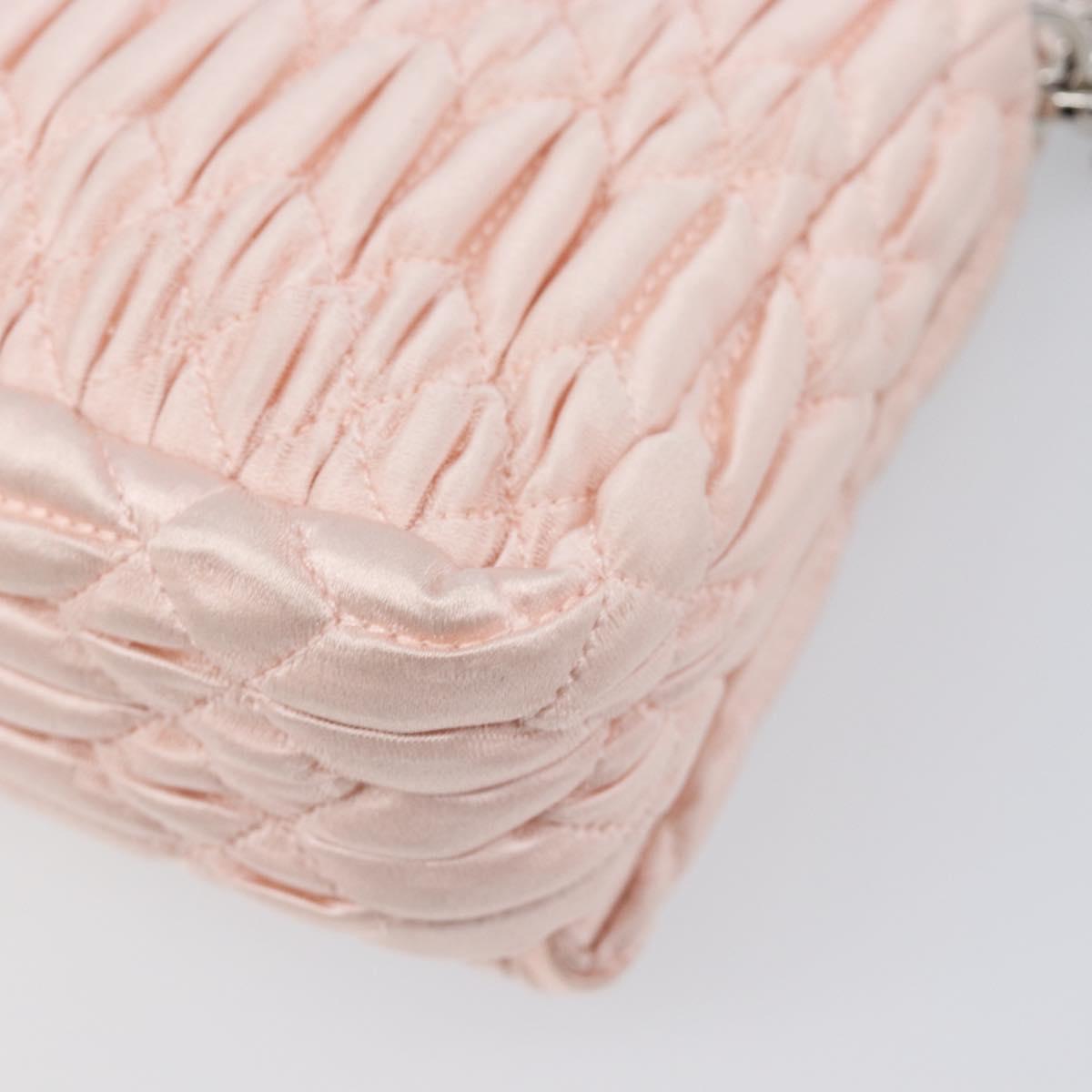 Miu Miu Matelasse Bijoux Chain Shoulder Bag Satin Pink Silver Auth 200528V