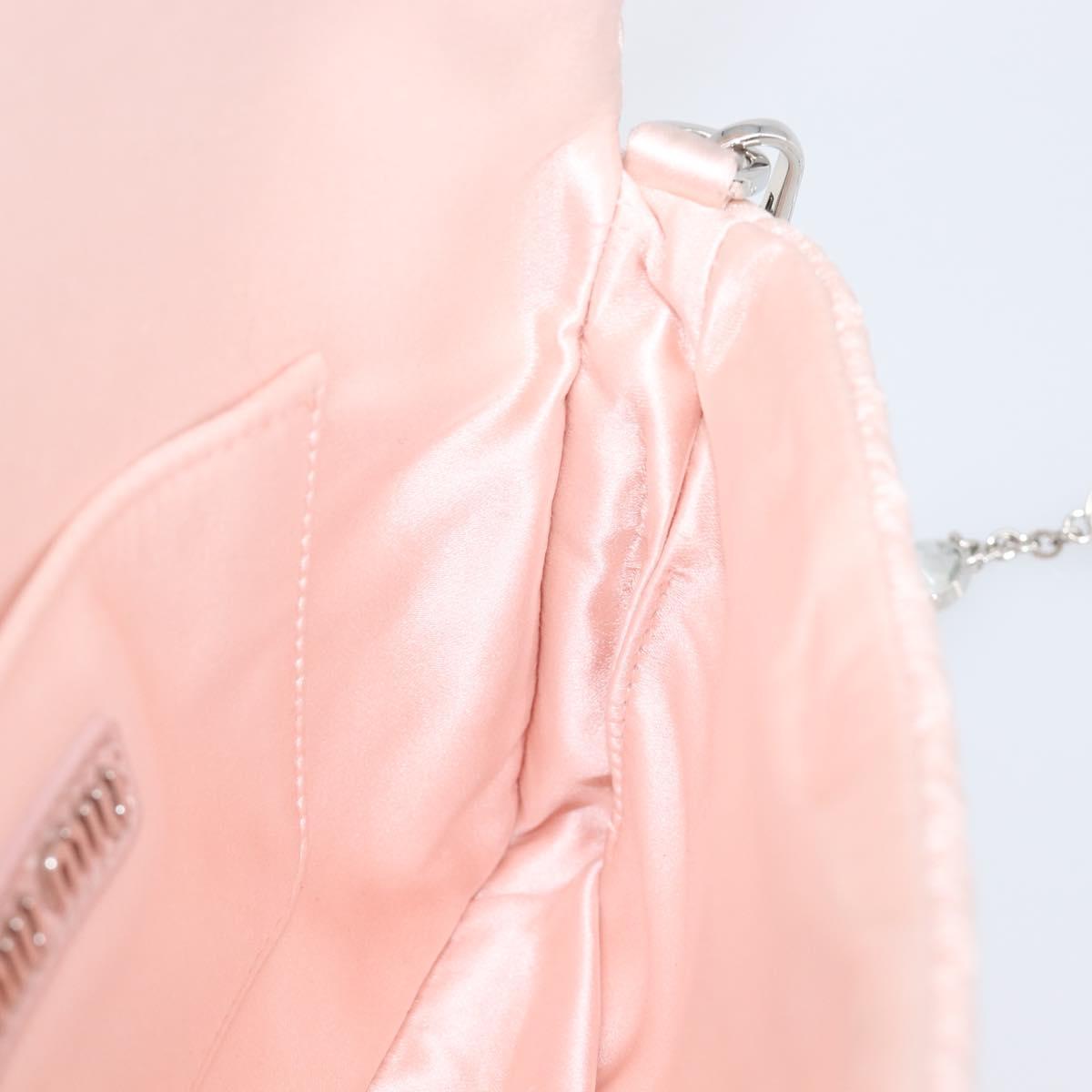 Miu Miu Matelasse Bijoux Chain Shoulder Bag Satin Pink Silver Auth 200528V