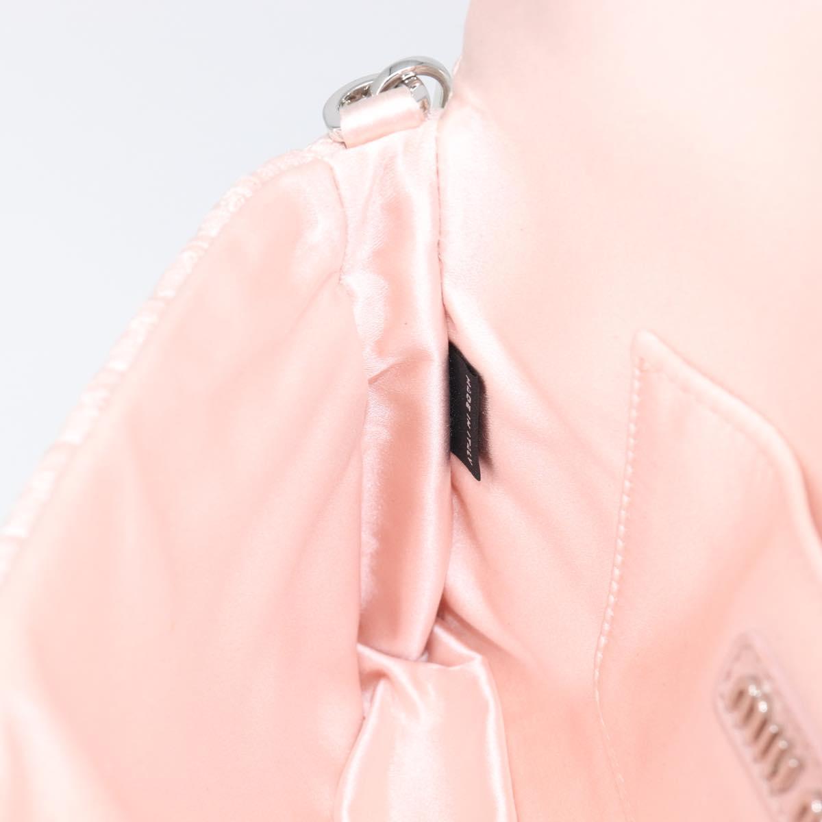 Miu Miu Matelasse Bijoux Chain Shoulder Bag Satin Pink Silver Auth 200528V