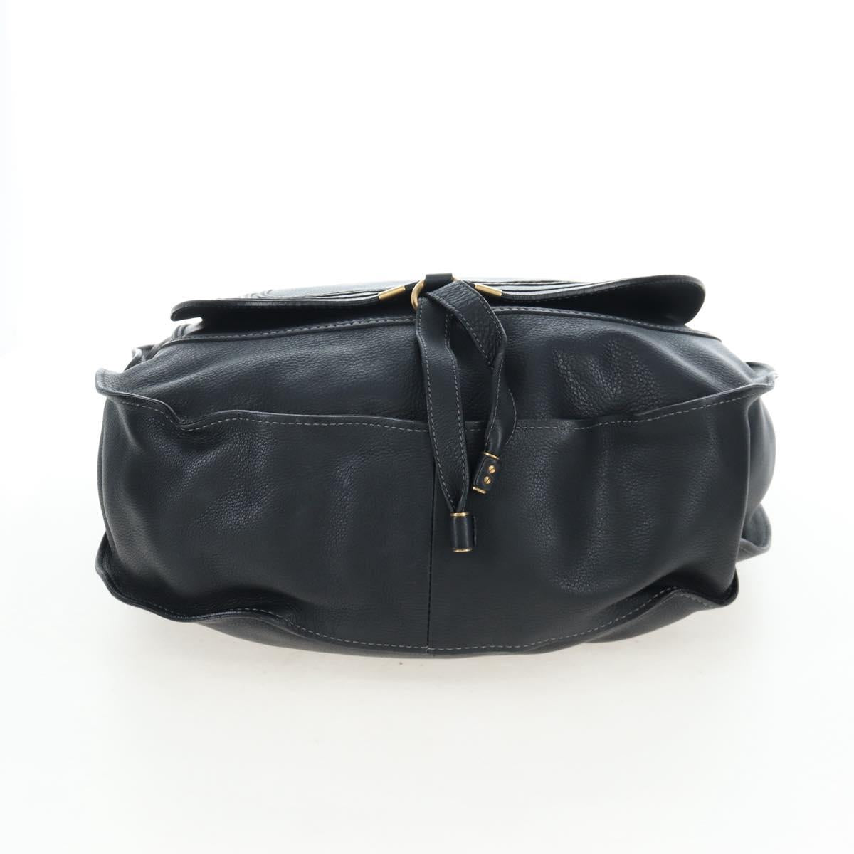 Chloe Marcie Shoulder Bag Leather Black Gold Auth 200530V