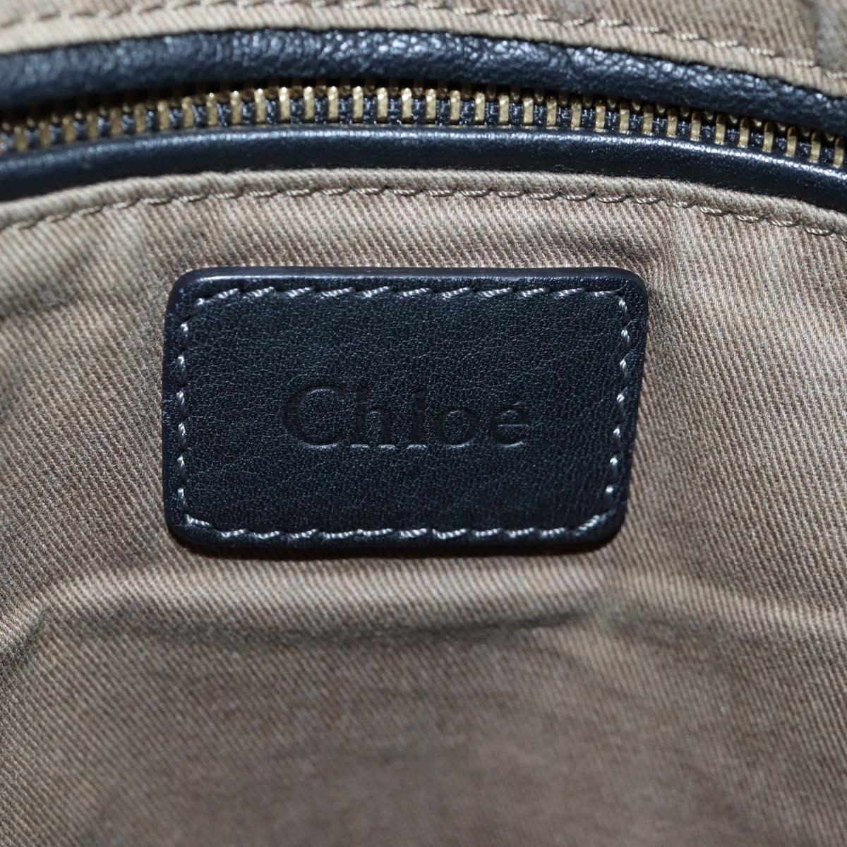 Chloe Marcie Shoulder Bag Leather Black Gold Auth 200530V