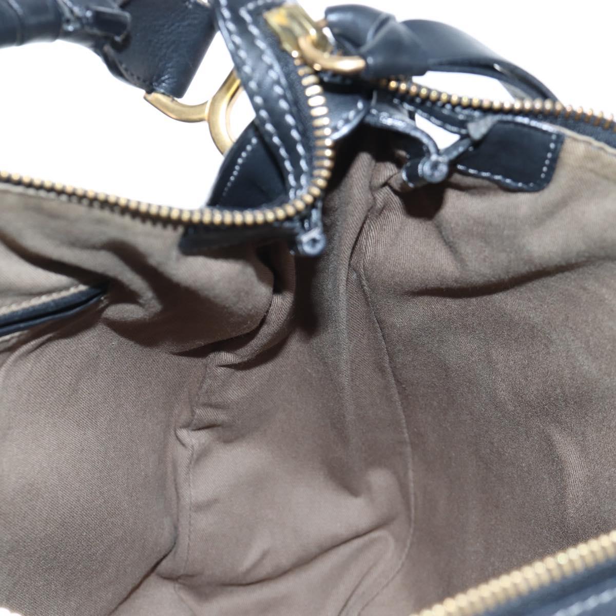 Chloe Marcie Shoulder Bag Leather Black Gold Auth 200530V