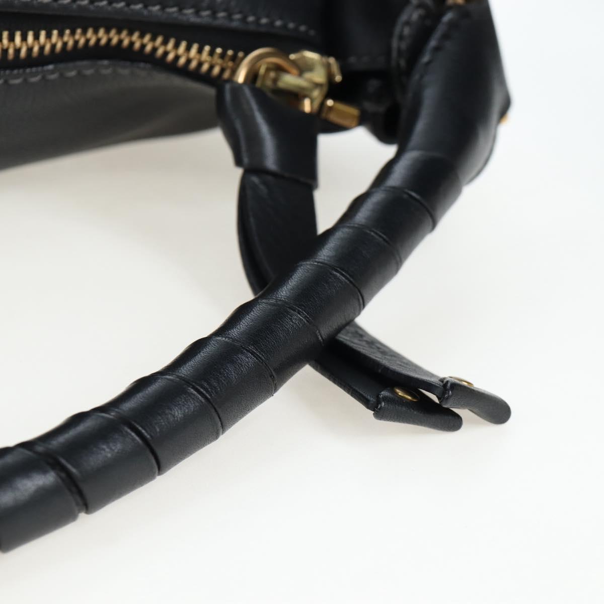 Chloe Marcie Shoulder Bag Leather Black Gold Auth 200530V