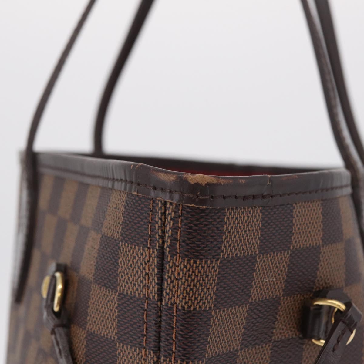 LOUIS VUITTON Damier Ebene Neverfull MM Tote Bag N51105 LV Auth 200534A