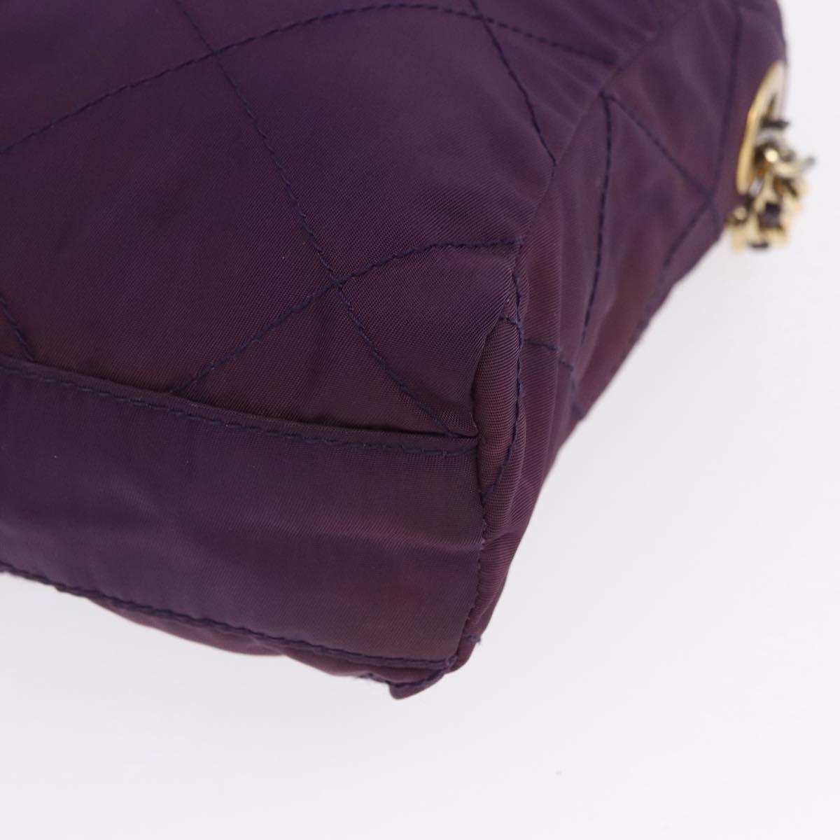 PRADA Chain Shoulder Bag Nylon Purple Gold Auth 200535