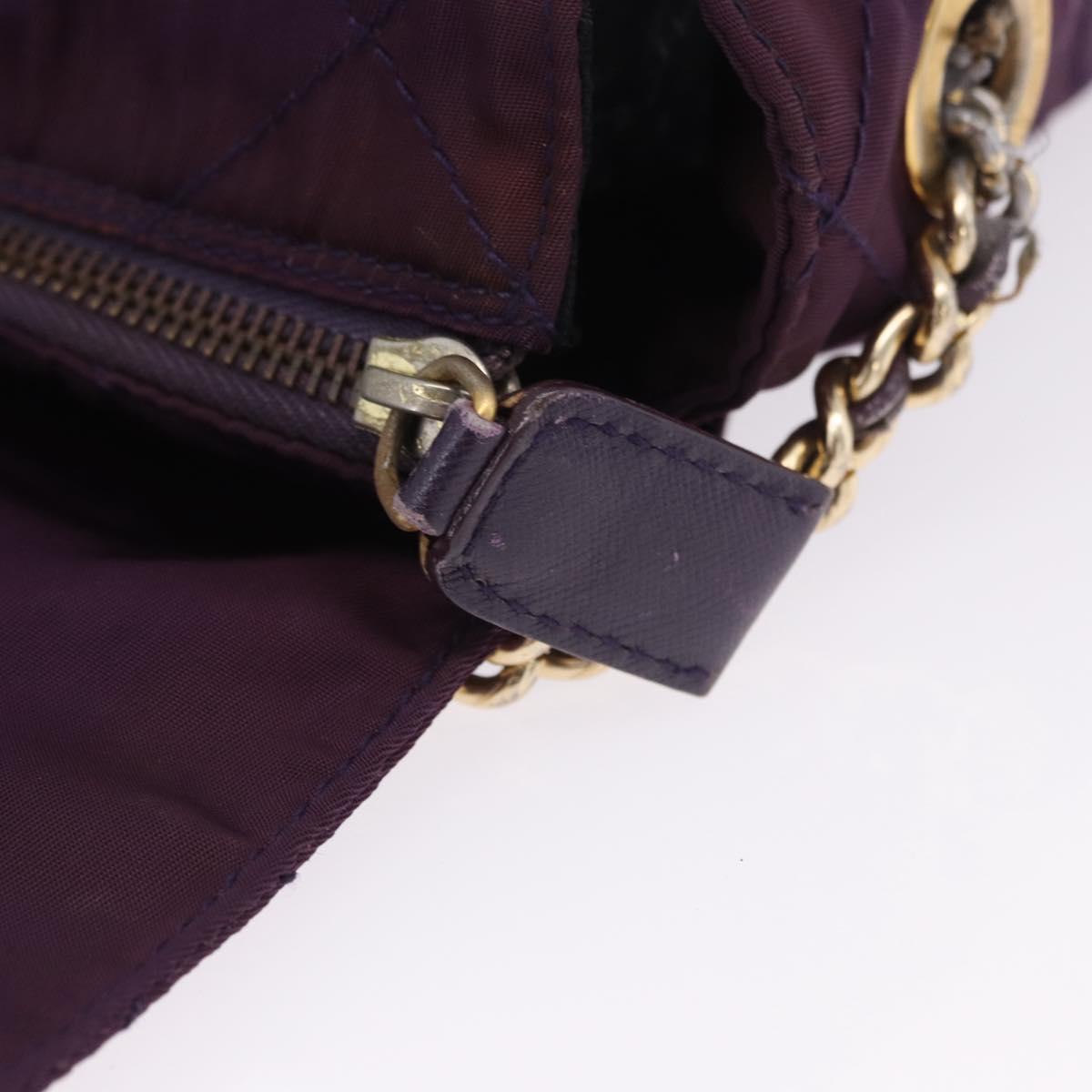 PRADA Chain Shoulder Bag Nylon Purple Gold Auth 200535
