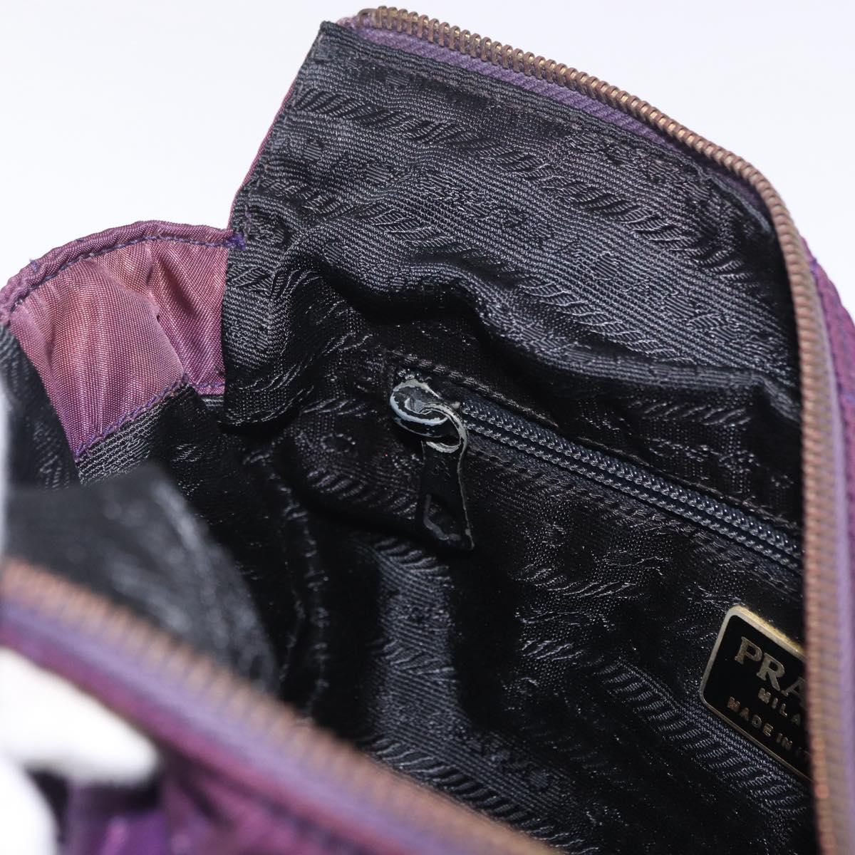PRADA Chain Shoulder Bag Nylon Purple Gold Auth 200535