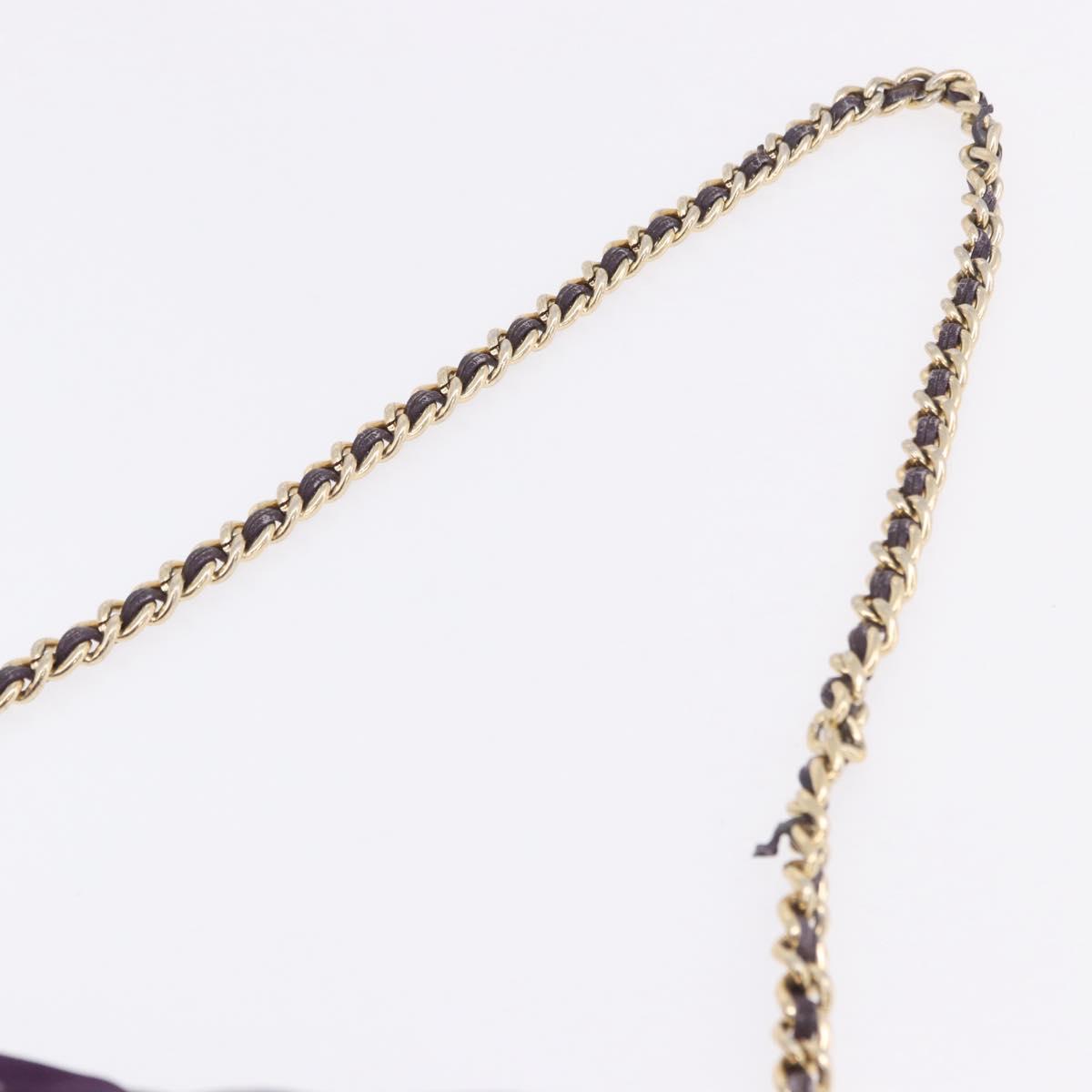 PRADA Chain Shoulder Bag Nylon Purple Gold Auth 200535