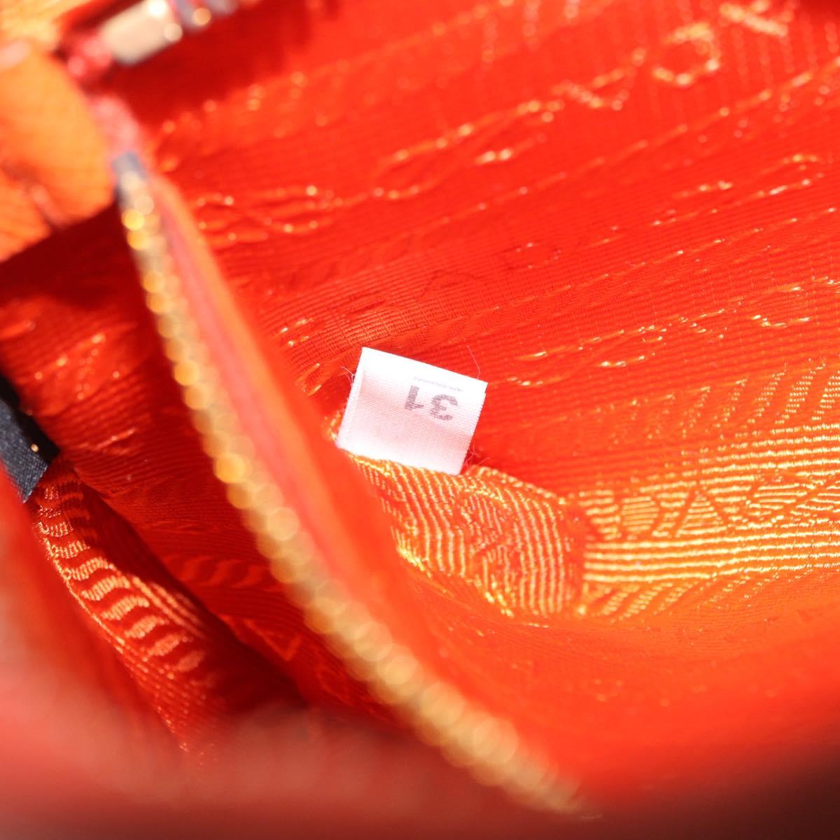 PRADA Accessory Pouch Saffiano leather Orange Gold Auth 200537V