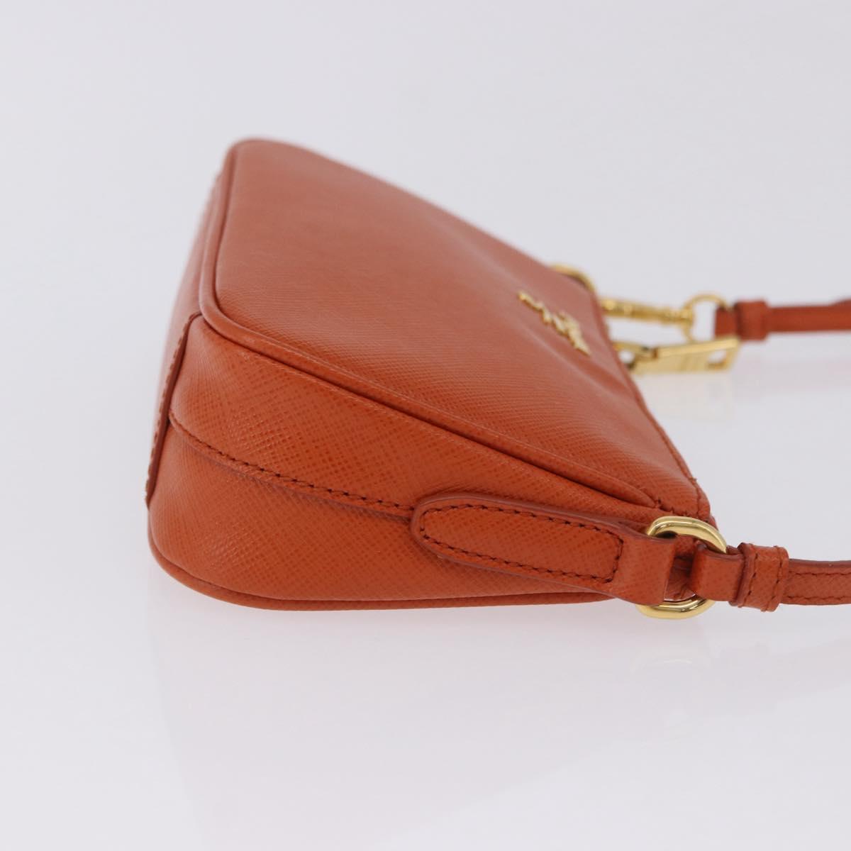 PRADA Accessory Pouch Saffiano leather Orange Gold Auth 200537V