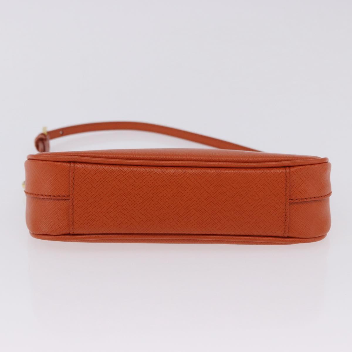 PRADA Accessory Pouch Saffiano leather Orange Gold Auth 200537V