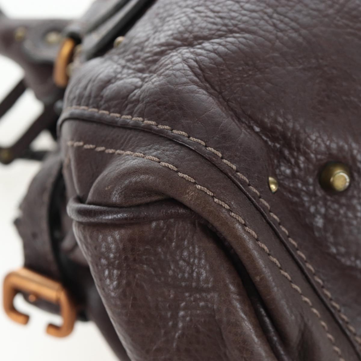 Chloe Paddington Hand Bag Leather Brown Gold Silver Auth 200539V