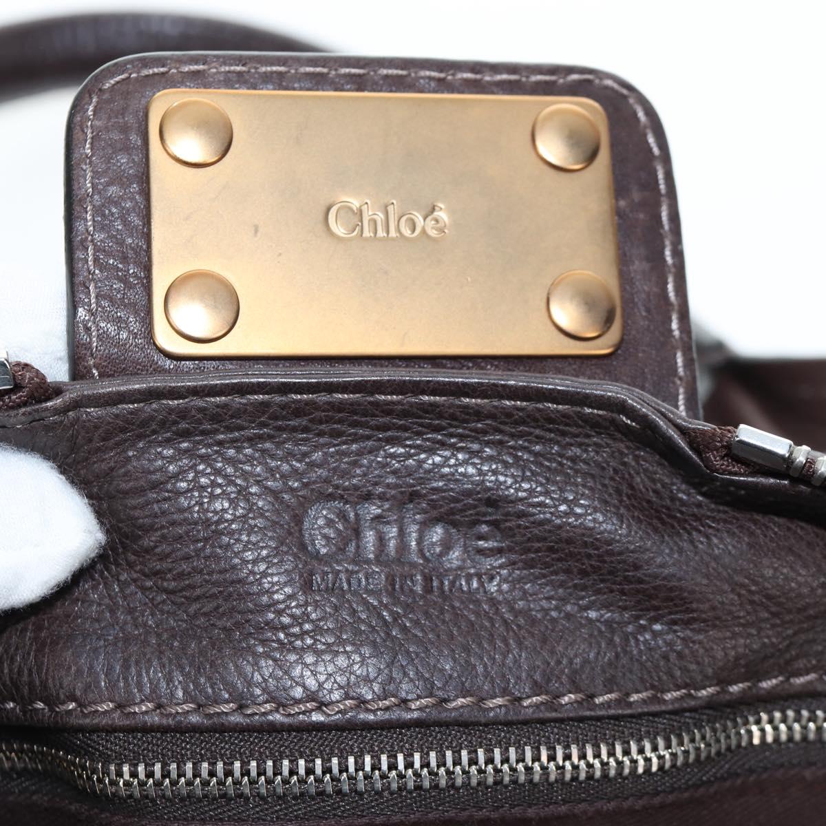 Chloe Paddington Hand Bag Leather Brown Gold Silver Auth 200539V