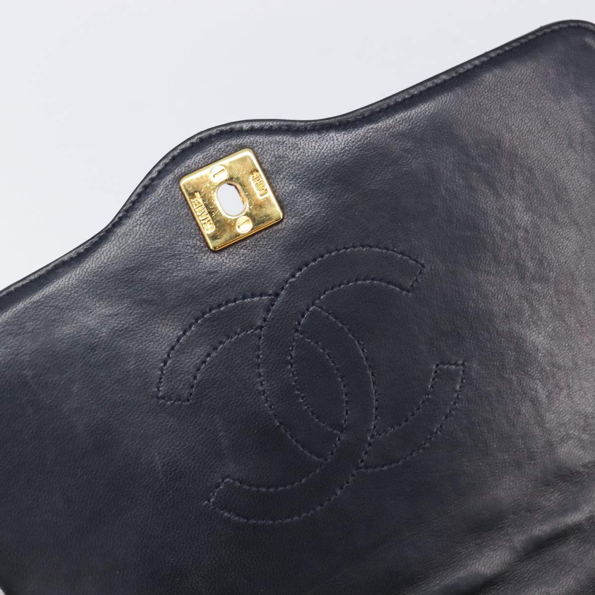 CHANEL Matelasse Chain Shoulder Bag Lamb Skin Black Gold CC Auth 200544V