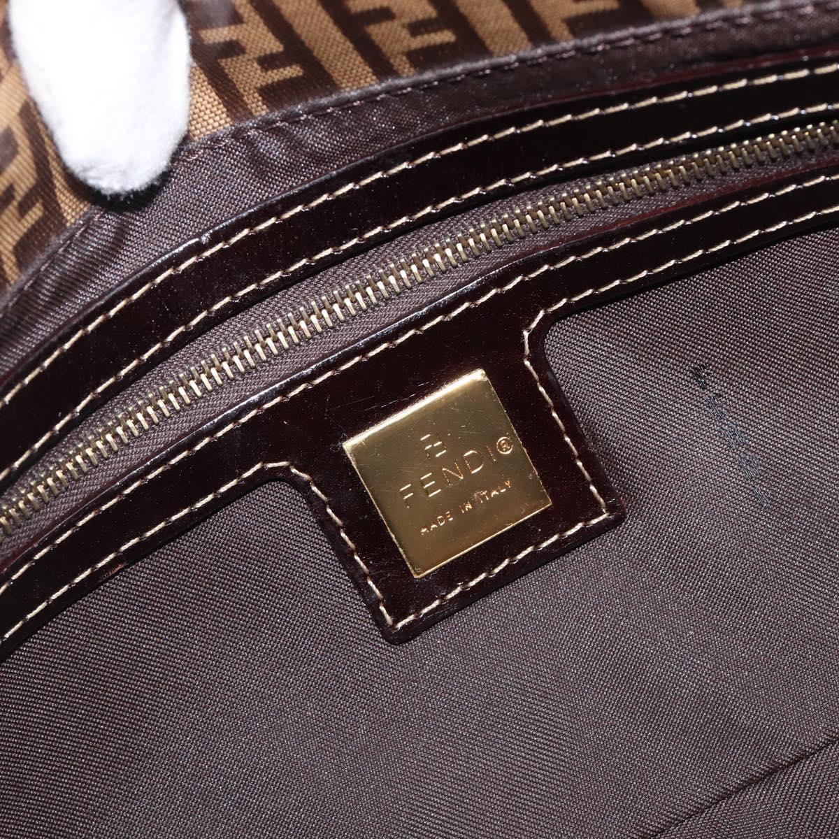 FENDI Zucchino Canvas Mamma Baguette Bag Coated Canvas Beige Gold Auth 200545V