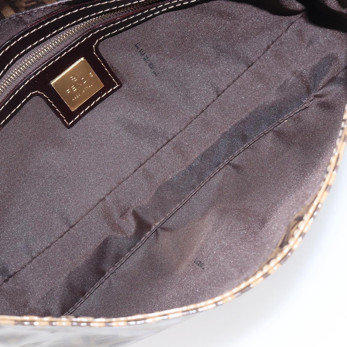 FENDI Zucchino Canvas Mamma Baguette Bag Coated Canvas Beige Gold Auth 200545V