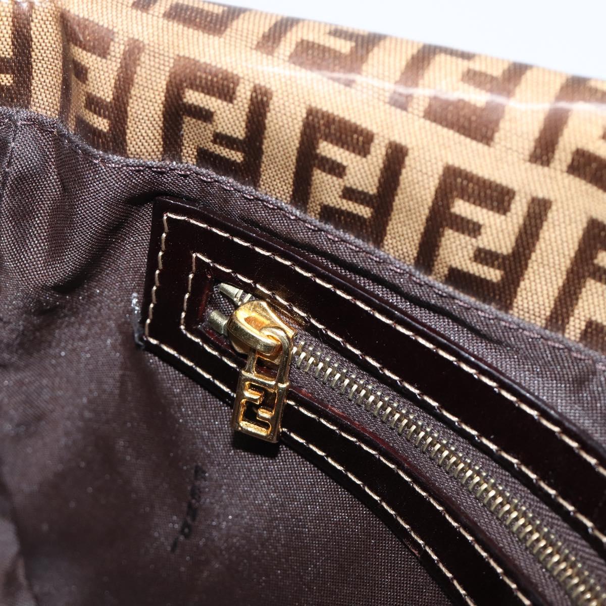 FENDI Zucchino Canvas Mamma Baguette Bag Coated Canvas Beige Gold Auth 200545V