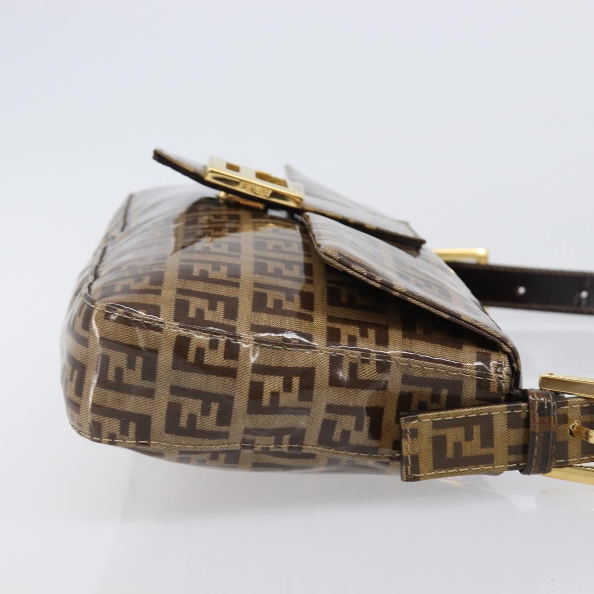 FENDI Zucchino Canvas Mamma Baguette Bag Coated Canvas Beige Gold Auth 200545V