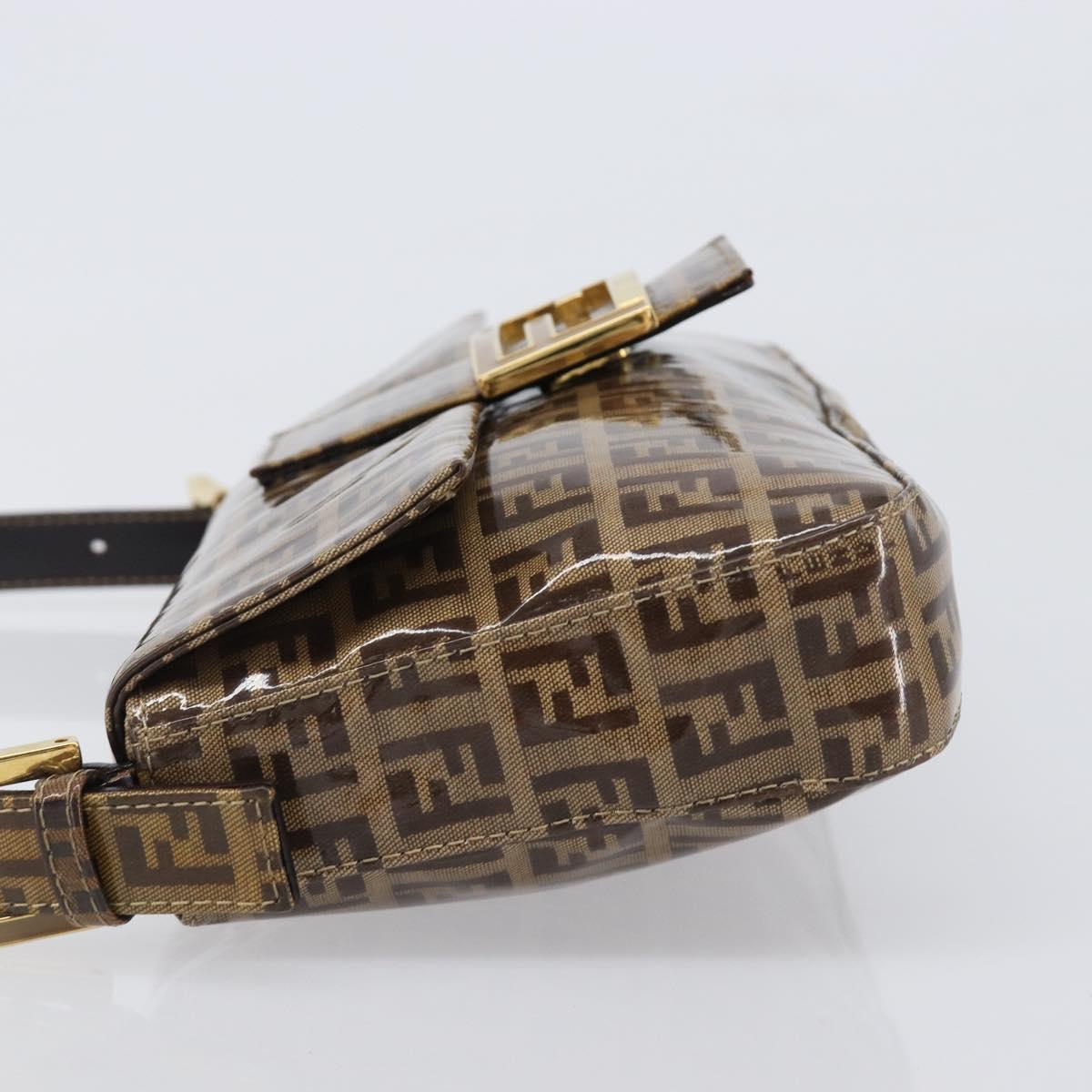 FENDI Zucchino Canvas Mamma Baguette Bag Coated Canvas Beige Gold Auth 200545V
