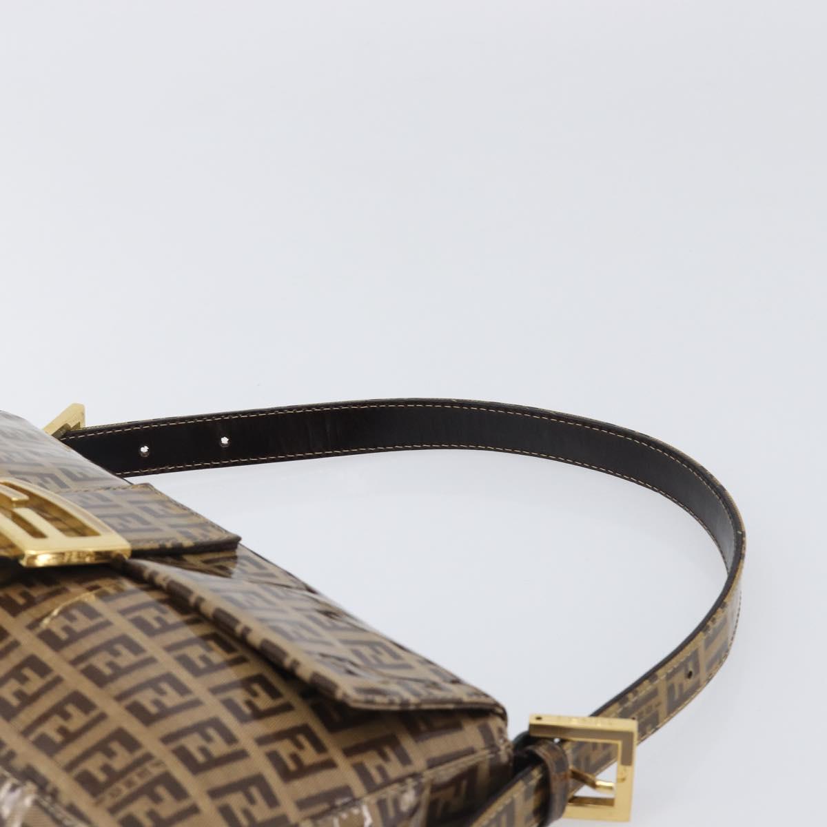 FENDI Zucchino Canvas Mamma Baguette Bag Coated Canvas Beige Gold Auth 200545V