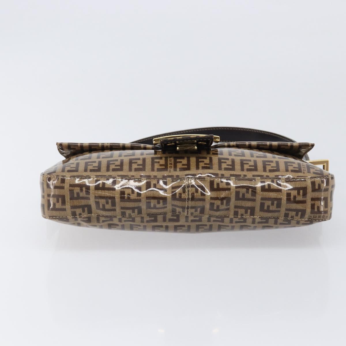 FENDI Zucchino Canvas Mamma Baguette Bag Coated Canvas Beige Gold Auth 200545V