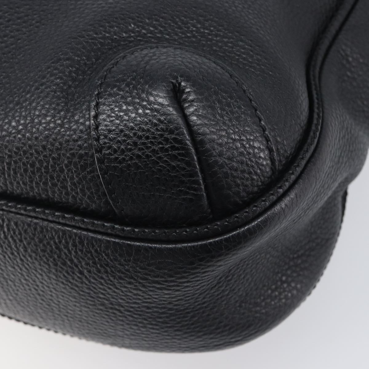 CHANEL Shoulder Bag Leather Black Silver CC Auth 200547A
