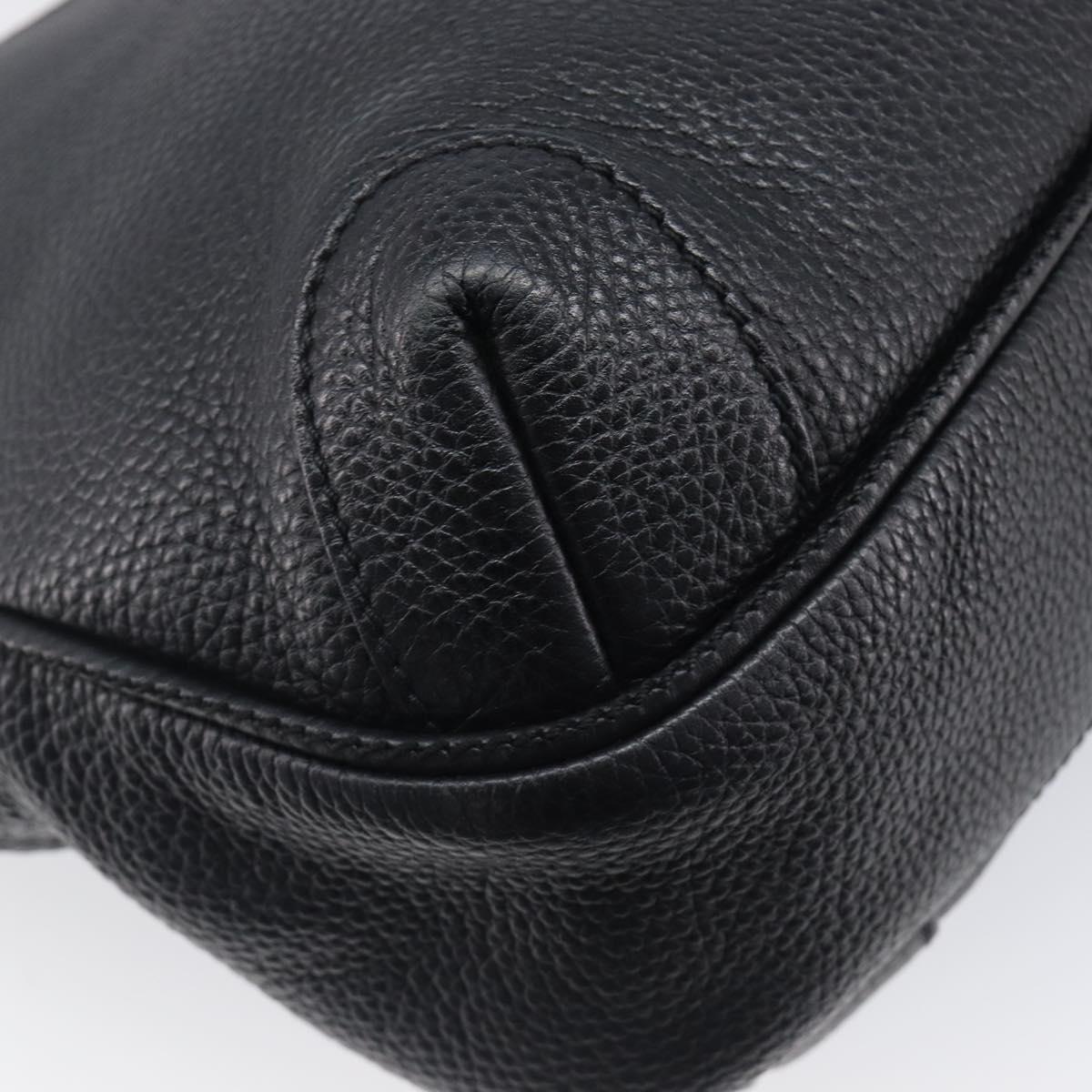 CHANEL Shoulder Bag Leather Black Silver CC Auth 200547A