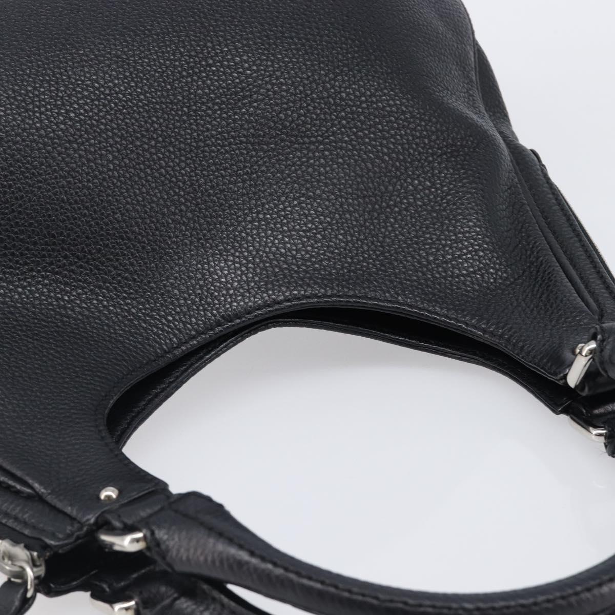 CHANEL Shoulder Bag Leather Black Silver CC Auth 200547A