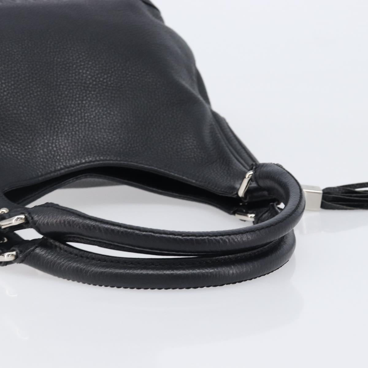 CHANEL Shoulder Bag Leather Black Silver CC Auth 200547A
