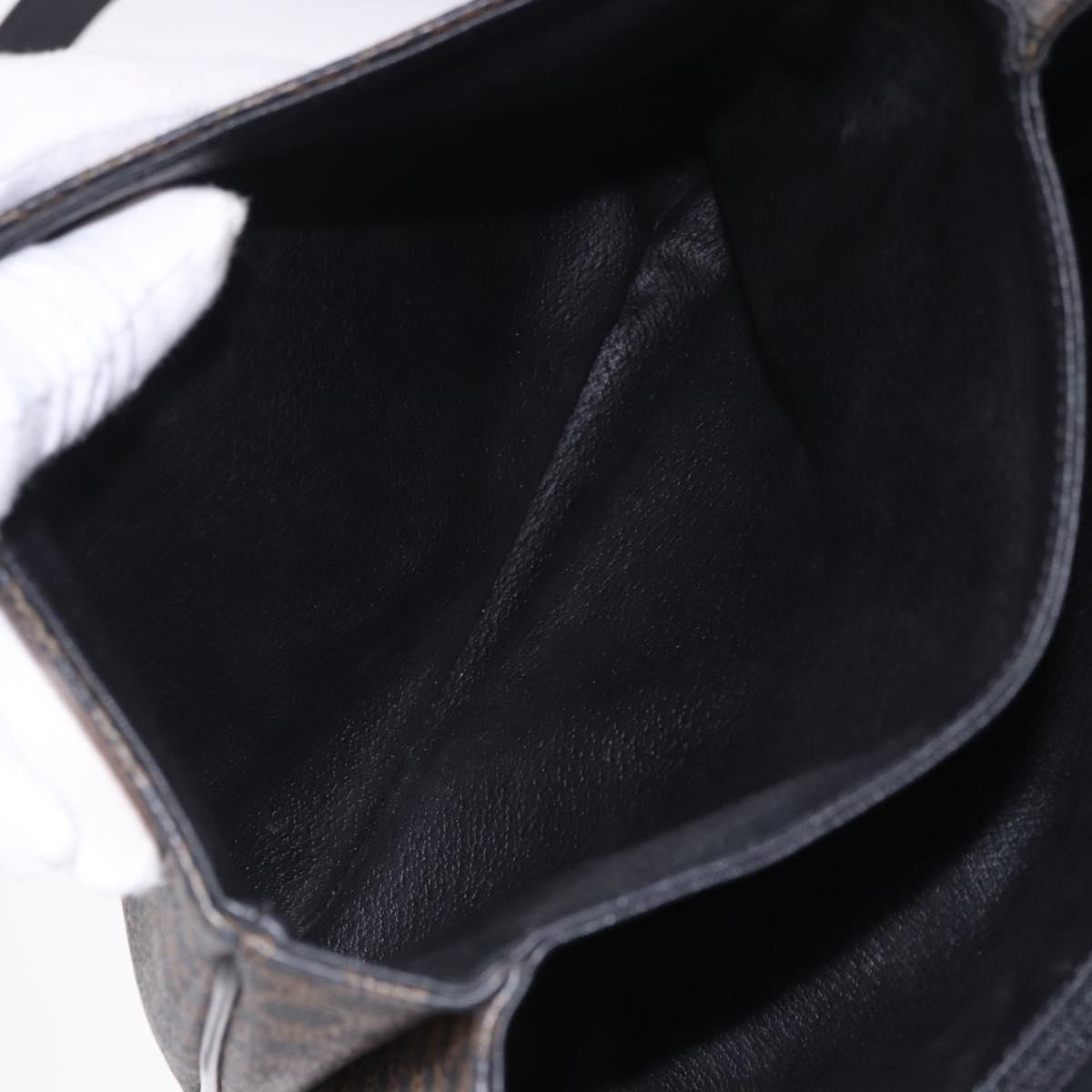 CELINE Macadam Canvas Shoulder Bag PVC Leather Black Gold Auth 200548V