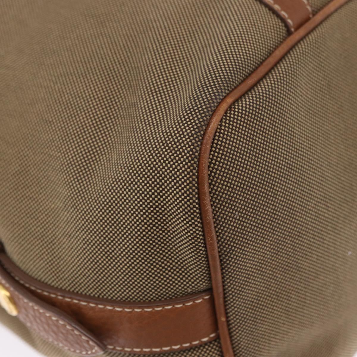 PRADA Tote Bag Canvas Jacquard Beige Gold Auth 200549M