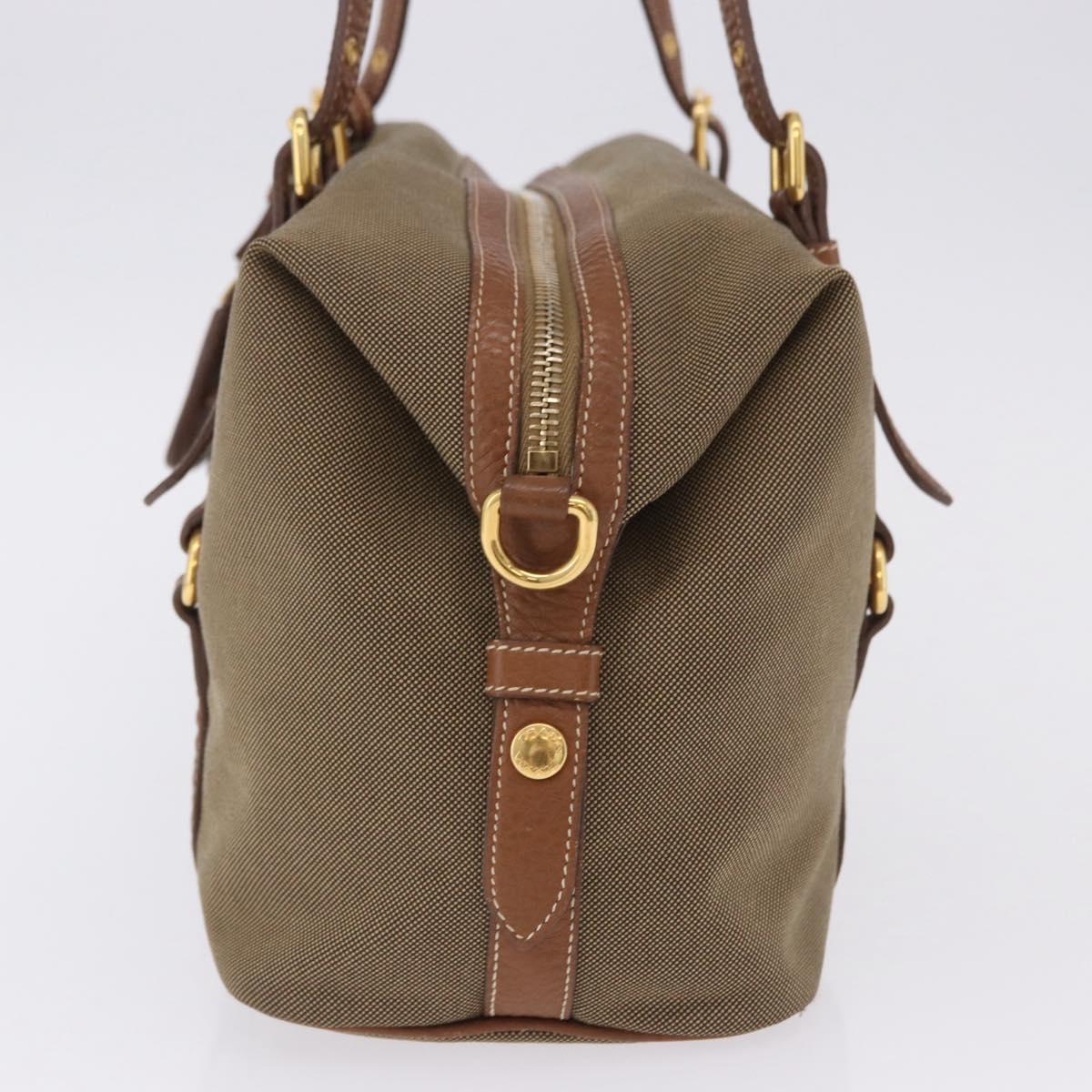 PRADA Tote Bag Canvas Jacquard Beige Gold Auth 200549M