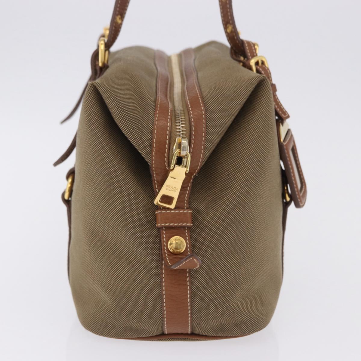 PRADA Tote Bag Canvas Jacquard Beige Gold Auth 200549M