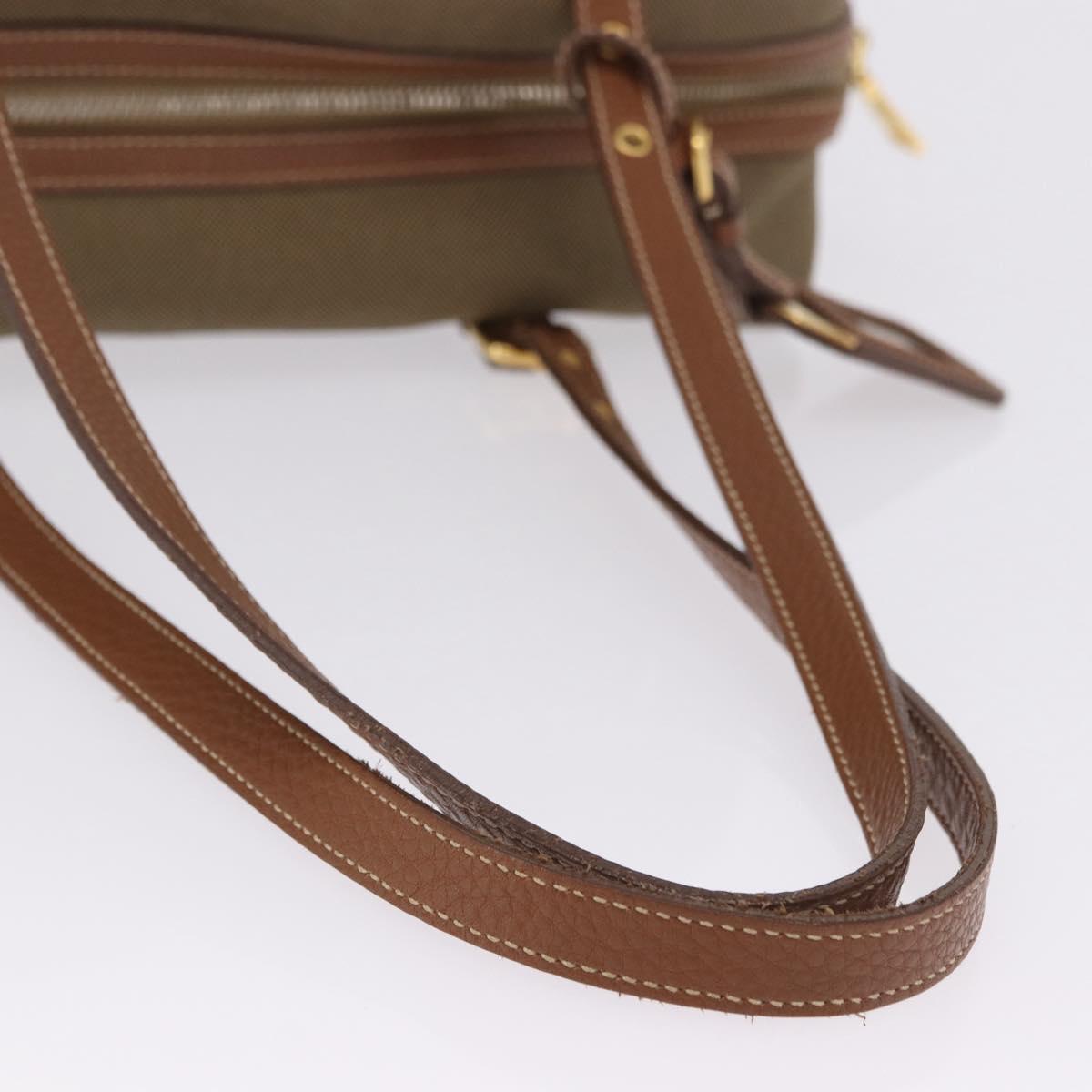 PRADA Tote Bag Canvas Jacquard Beige Gold Auth 200549M