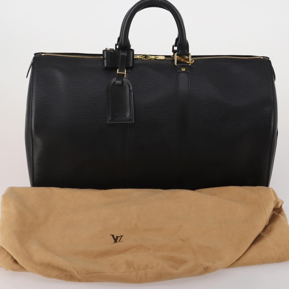 LOUIS VUITTON Epi Keepall 45 Boston Bag Black M42972 LV Auth 200550SAV