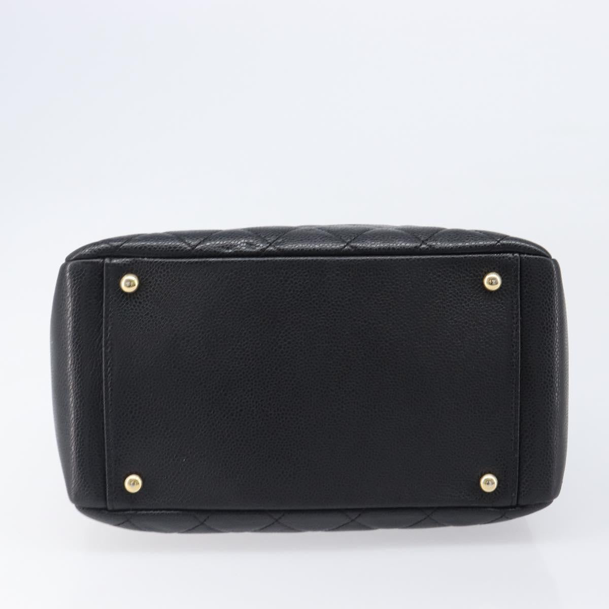 CHANEL Chain Matelasse Shoulder Bag Caviar Skin Black Gold CC Auth 200552M