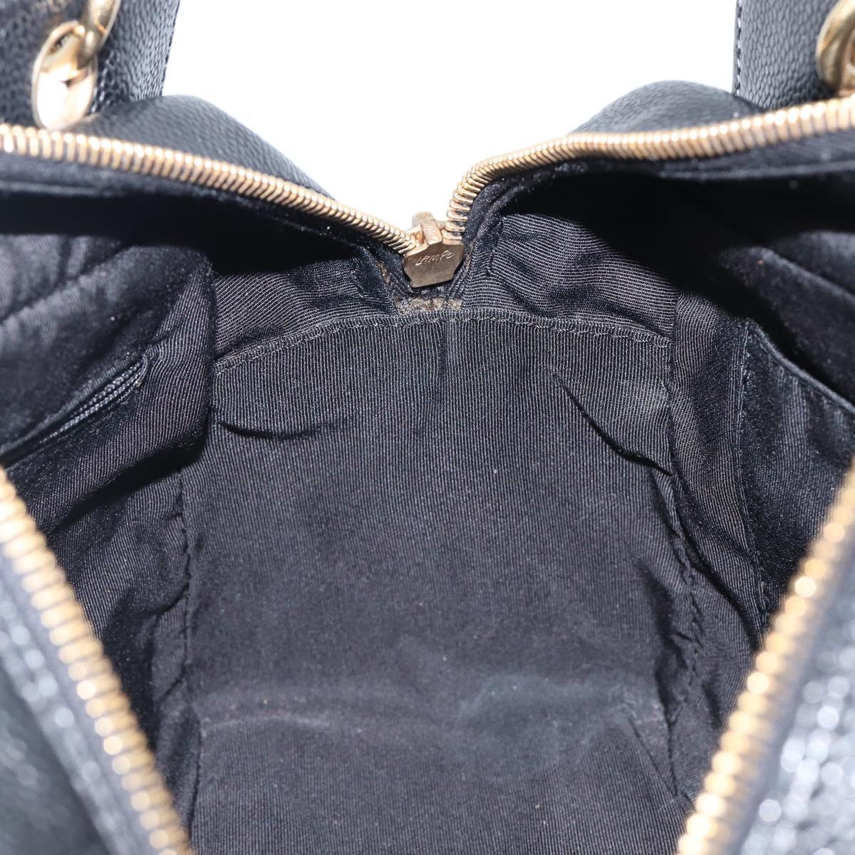 CHANEL Chain Matelasse Shoulder Bag Caviar Skin Black Gold CC Auth 200552M
