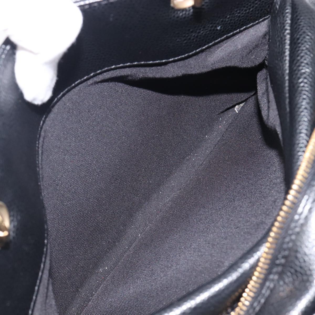 CHANEL Chain Matelasse Shoulder Bag Caviar Skin Black Gold CC Auth 200552M