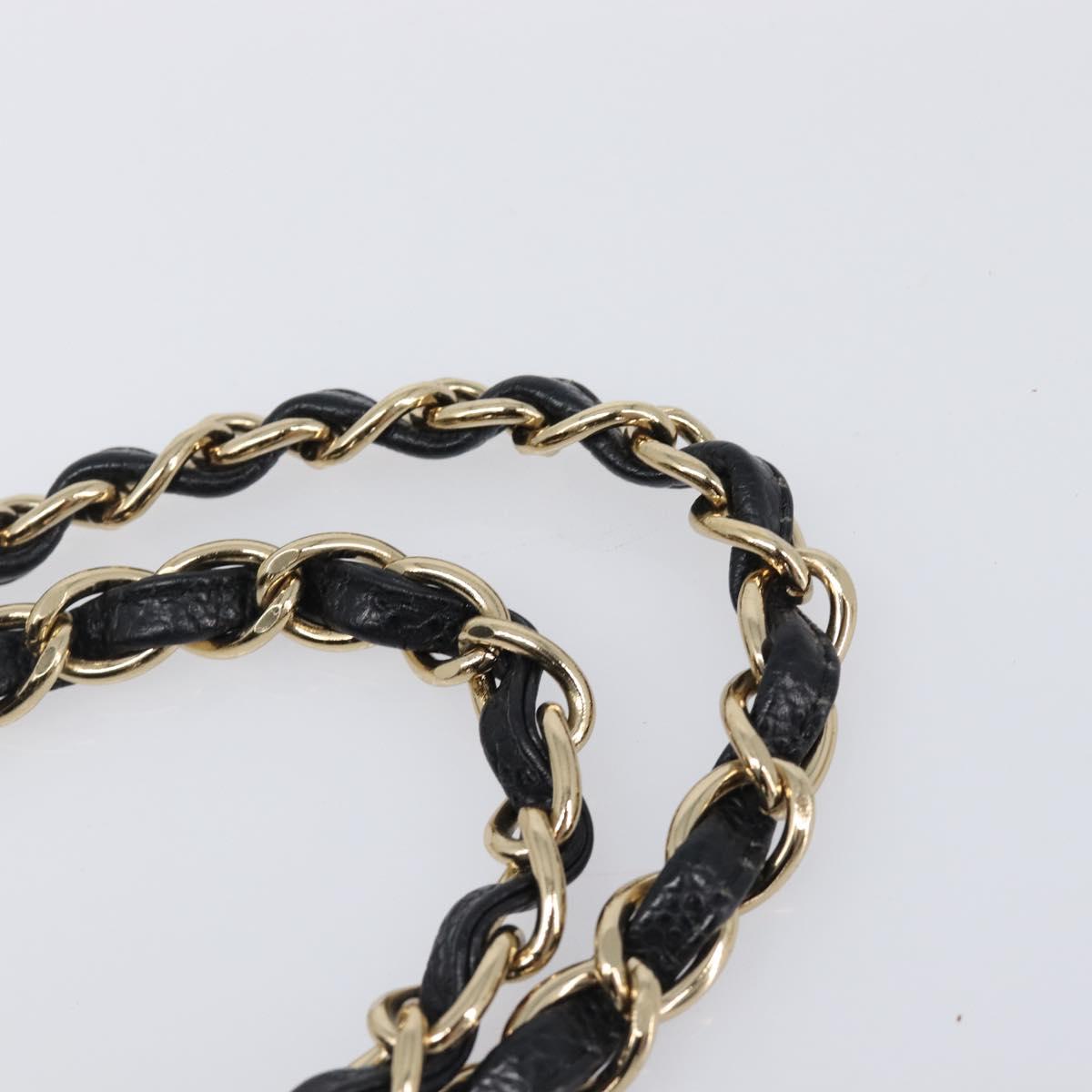 CHANEL Chain Matelasse Shoulder Bag Caviar Skin Black Gold CC Auth 200552M