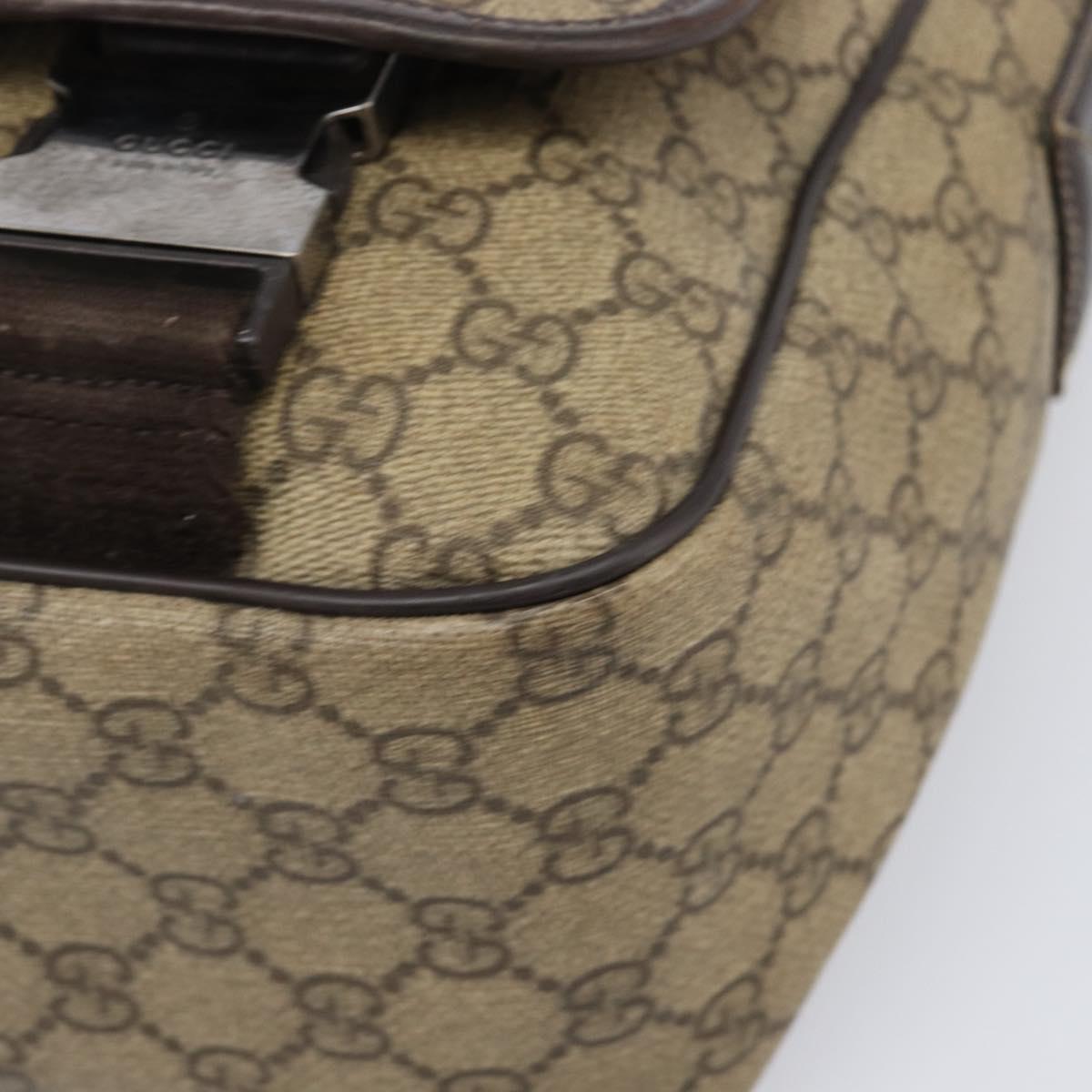 GUCCI GG Supreme Shoulder Bag PVC Beige Silver 223661 Auth 200553