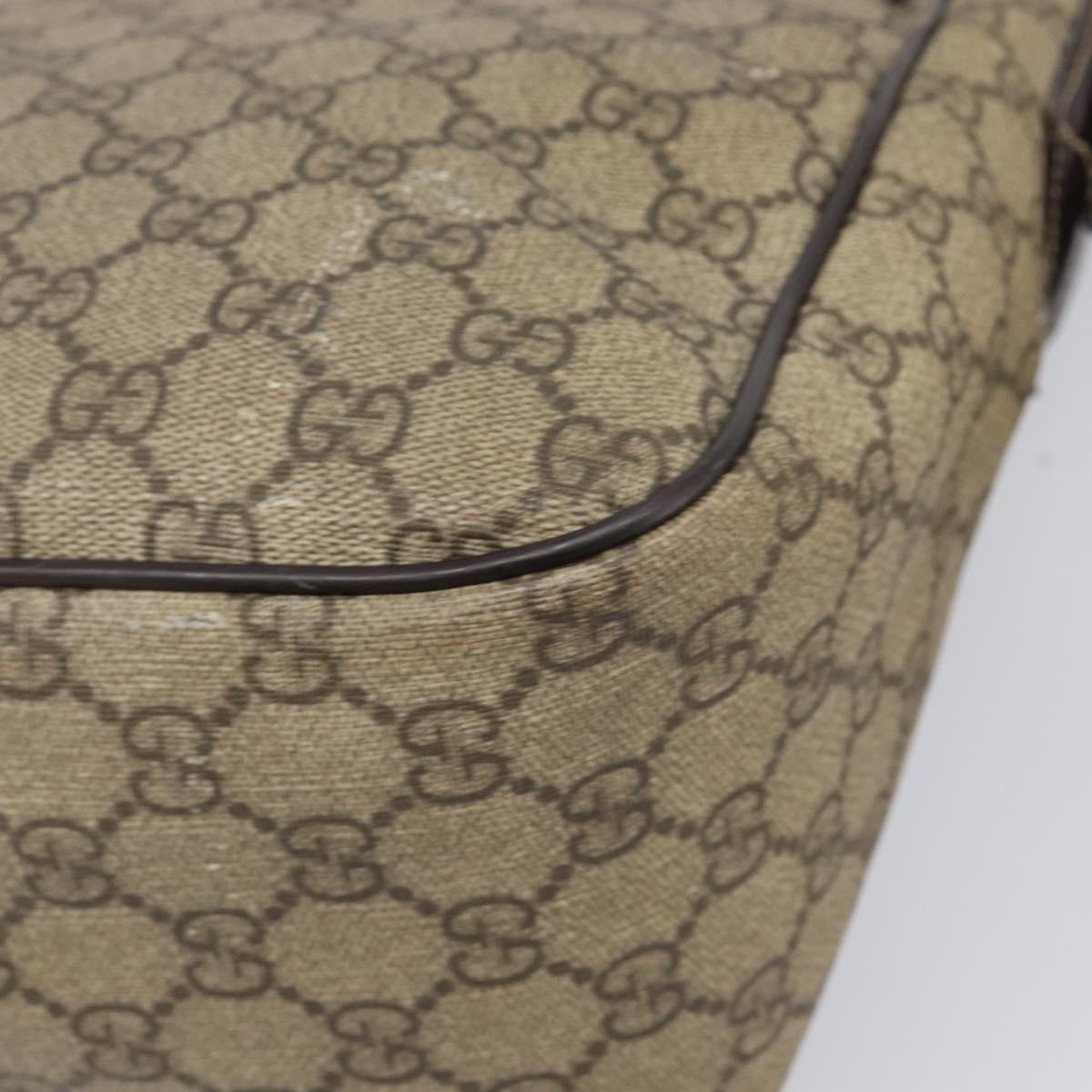 GUCCI GG Supreme Shoulder Bag PVC Beige Silver 223661 Auth 200553