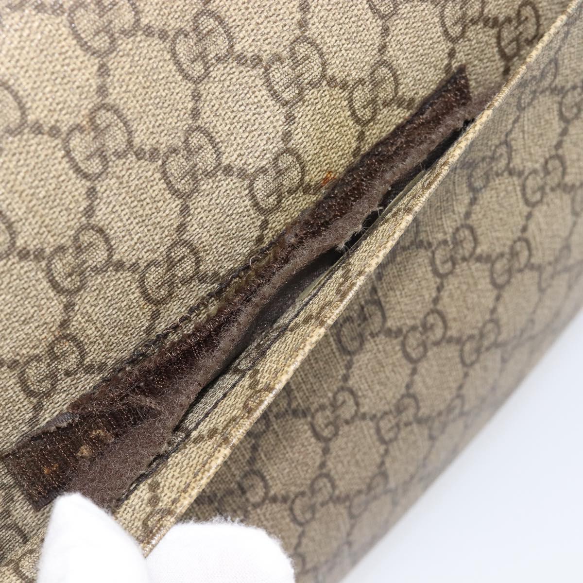 GUCCI GG Supreme Shoulder Bag PVC Beige Silver 223661 Auth 200553