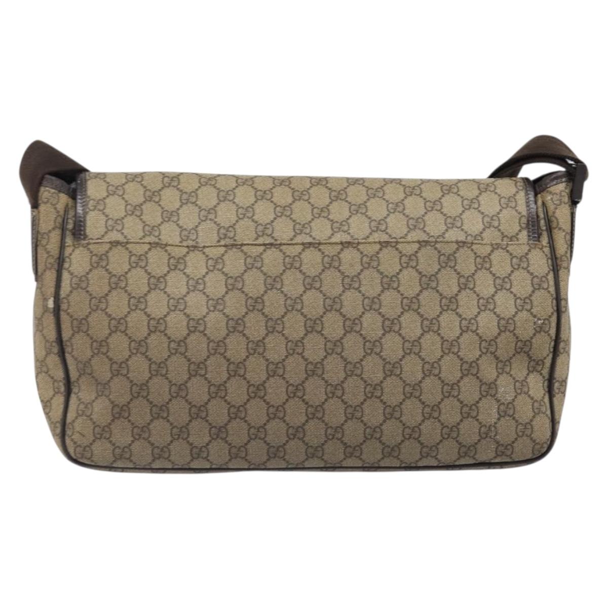 GUCCI GG Supreme Shoulder Bag PVC Beige Silver 223661 Auth 200553