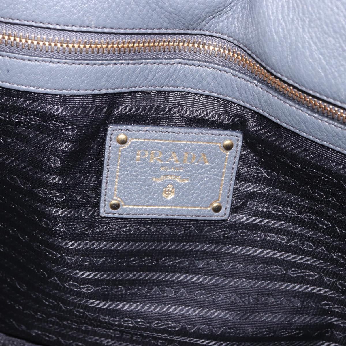 PRADA Tote Bag Vittero Dino Leather Gray Gold Auth 200556A